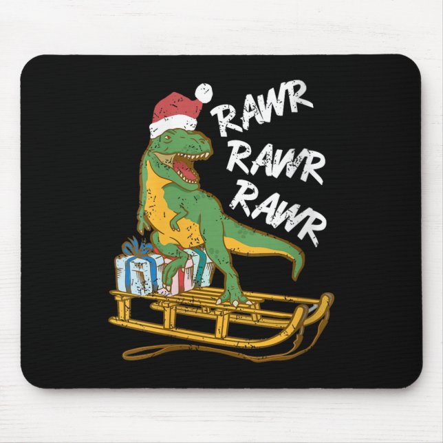 Mousepad Mulheres Rawr Rawr Rawr Funny Christmas Dino Sleig (Frente)