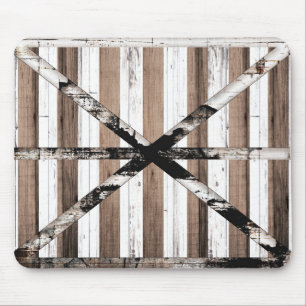 Mousepad Multi branco de madeira rústico & porta de celeir
