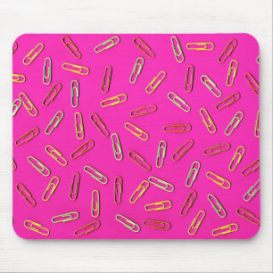 Mousepad Multicolored Paper Clips on Pink