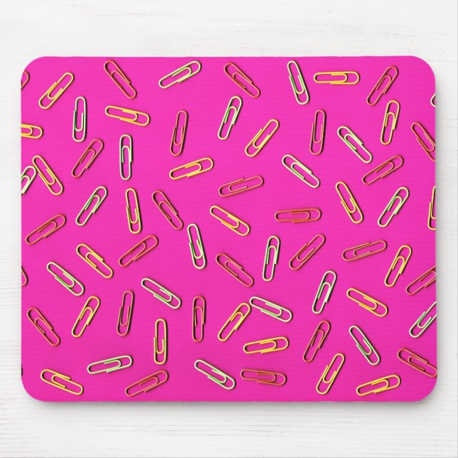 Mousepad Multicolored Paper Clips on Pink (Frente)