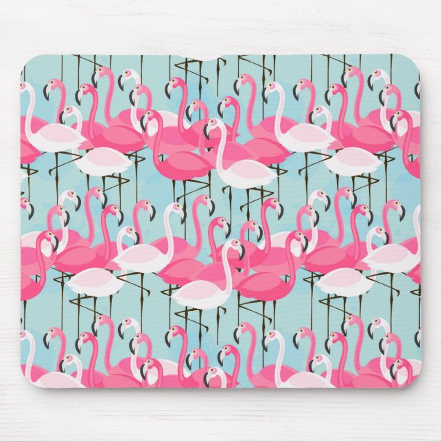 Mousepad Multidão De Flamingos, Rosa E Branca (Frente)