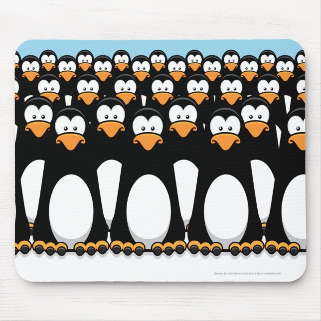 Mousepad Multidão de pinguins engraçados dos desenhos (Frente)
