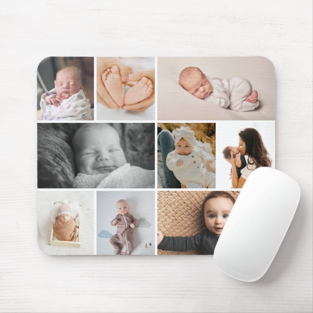 Mousepad Multiple snapshots baby photos collage (Com mouse)