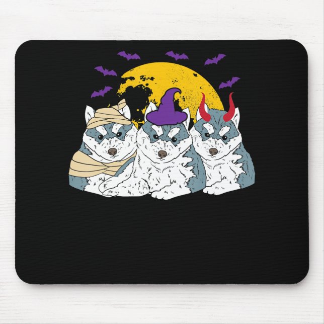 Mousepad Mummy bruxa siberian husky dog | presente de hallo (Frente)