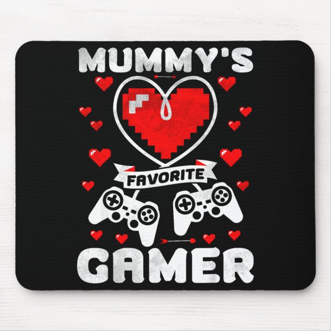 Mousepad Mummy's Favorite Gamer Funny Boys Kids Valentine's (Frente)