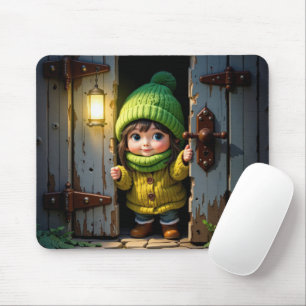 Mousepad Munchkin usando um chapéu e suéter