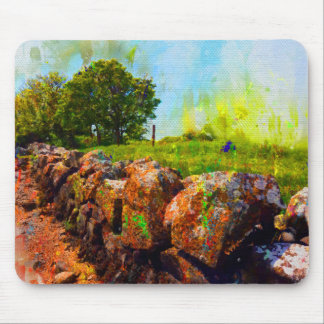 Mousepad Muro De Pedra No Verão, Galway, Irlanda, Mato De R