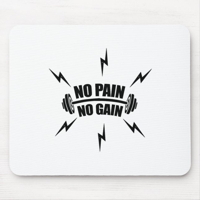 Mousepad Musculação engraçada 'Sem dor, sem ganho' com halt (Frente)