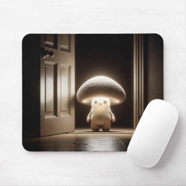 Mousepad Mushroom Munchkin brilhando na porta (Com mouse)