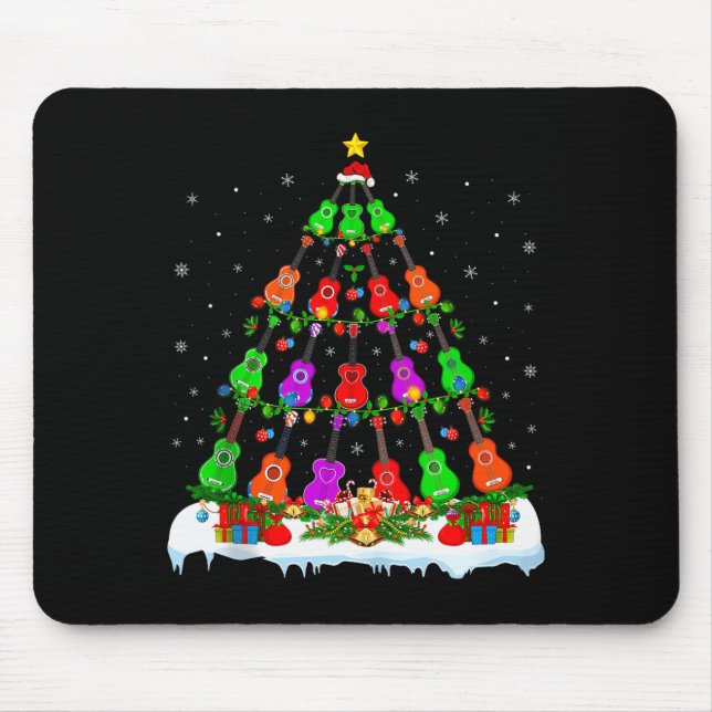 Mousepad Music Lover Musical Ukulele Guitar Christmas Tree  (Frente)
