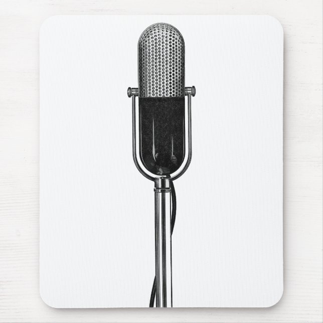 Mousepad Música Antiga, Microfone Retro à Moda Antiga (Frente)