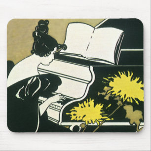 Mousepad Música Antiga, Senhorita Traumerei Tocando Piano,