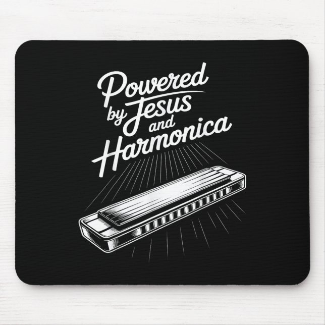 Mousepad Música Cristã Alimentada Por Jesus E Harmônica (Frente)