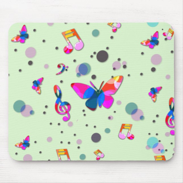 Mousepad Música dançante de cores em verde (Frente)