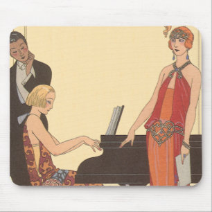 Mousepad Música do vintage, cantor do músico do pianista 