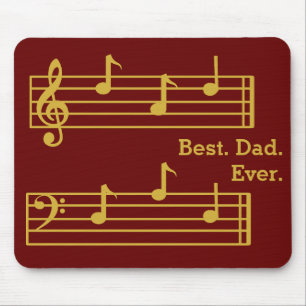 MOUSEPAD MÚSICA DOURADA VERMELHA NOTA O MELHOR PAI JÁ TRATA
