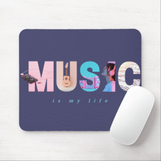 Mousepad Música É Minha Vida Retro Y2K Tech Gamer Roxo