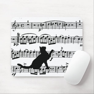 Mousepad Música em Folha de Gato Preto
