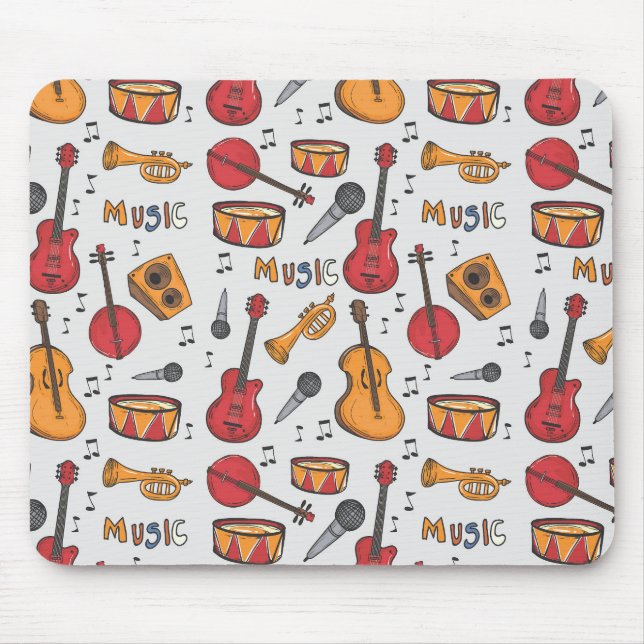 Mousepad Música legal Ameaçou Tambores Banjo Violão Mais Vi (Frente)