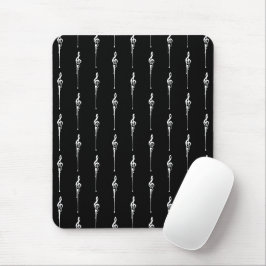 Mousepad Música Motif Derretendo Treble Clef Branco e Preto