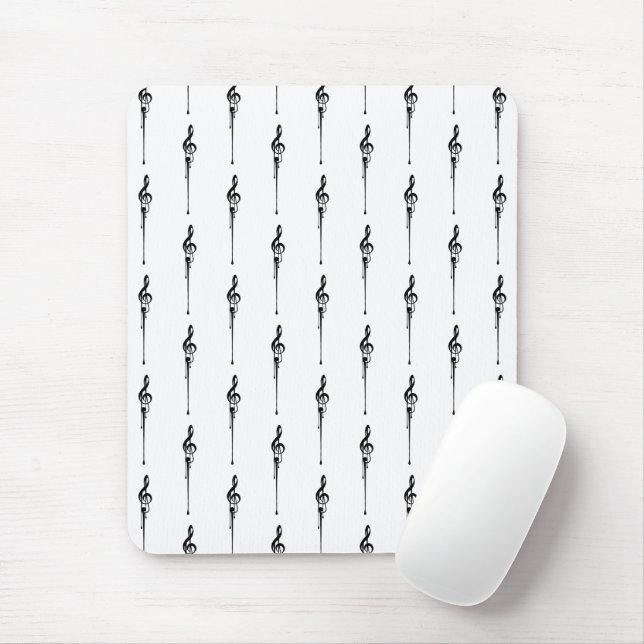 Mousepad Música Motif Derretendo Treble Clef Preto e Branco (Com mouse)