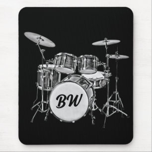 Mousepad Música Musical do kit de tambor monograma personal