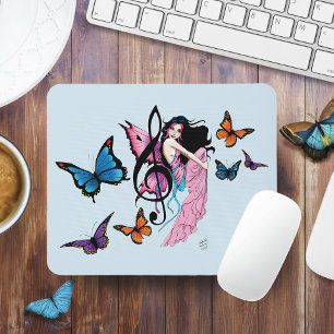 Mousepad Música Nota Borboletas Fadas