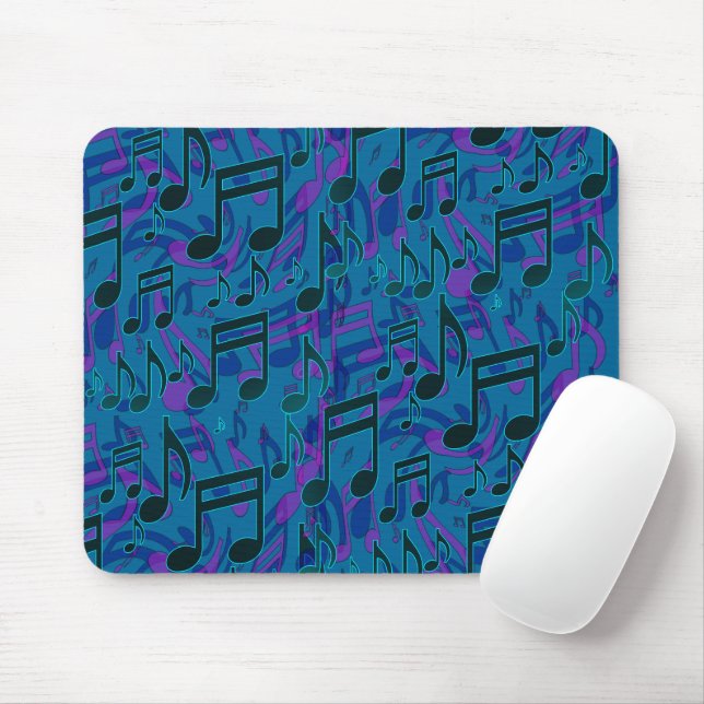 Mousepad Música Notas Musicais Padrão Azul Púrpura Mouse Pa (Com mouse)