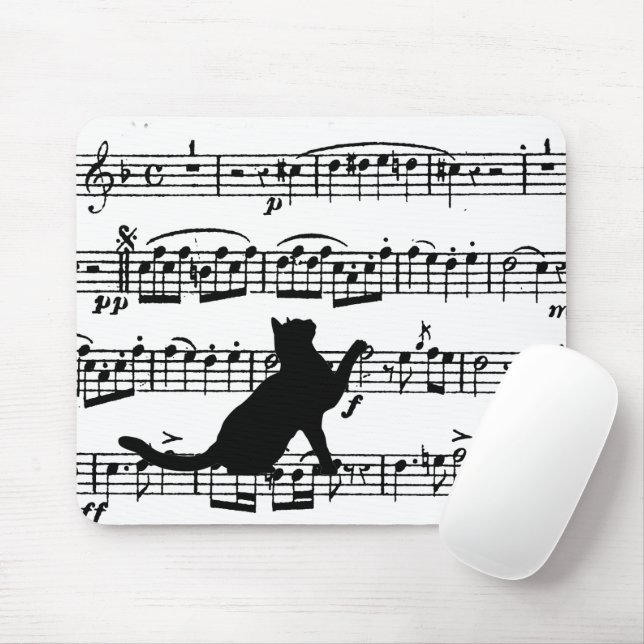 Mousepad Música Preta para Cat On Sheet (Com mouse)