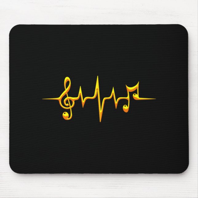 Mousepad Música Pulse Notes Clef Frequency Wave Sound (Frente)