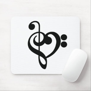 Mousepad Musical Music Heart - Treble Bass Clef
