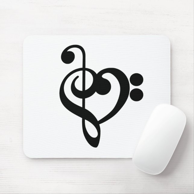 Mousepad Musical Music Heart - Treble Bass Clef (Com mouse)