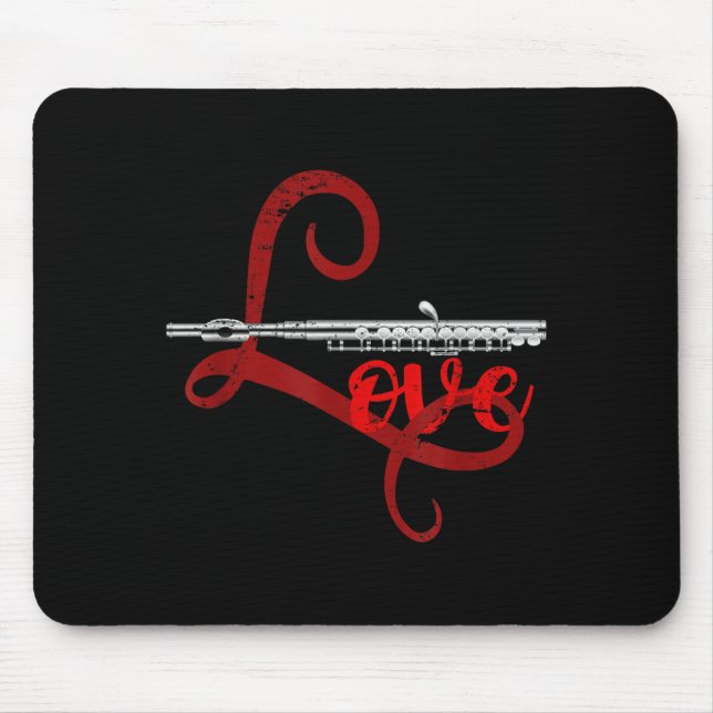 Mousepad Musician Flutist Valentines Day Gift Orchestra Flu (Frente)