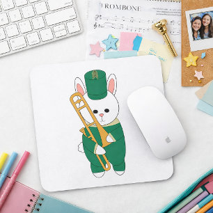 Mousepad Músico Coelho Marcha Caprichosa Trombone Verde