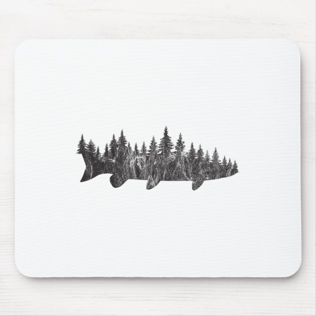Mousepad Musky Pine Forest Treeline - Outdoor Fishing Angle (Frente)