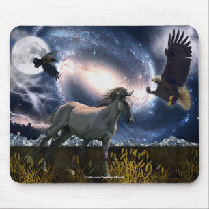 Mousepad Mustang, águia americana, & arte espanhóis