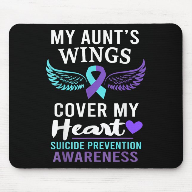Mousepad My Aunt's Wings Cover Heart Suicide Awareness Ribb (Frente)