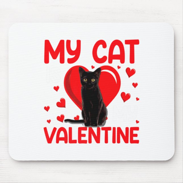 Mousepad My Cat Is My Valentine Paw Heart Cat Owner Valenti (Frente)