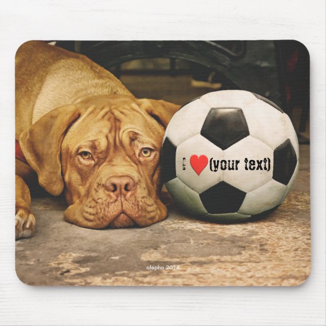 Mousepad My dog loves soccer and I love my dog (Frente)
