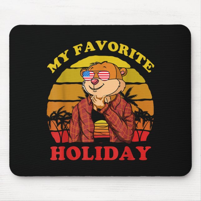 Mousepad My Favorite Holiday Ground Hog Sunset Gift Groundh (Frente)