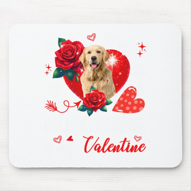Mousepad My Golden Retriever Is My Valentine Owner Floral H (Frente)