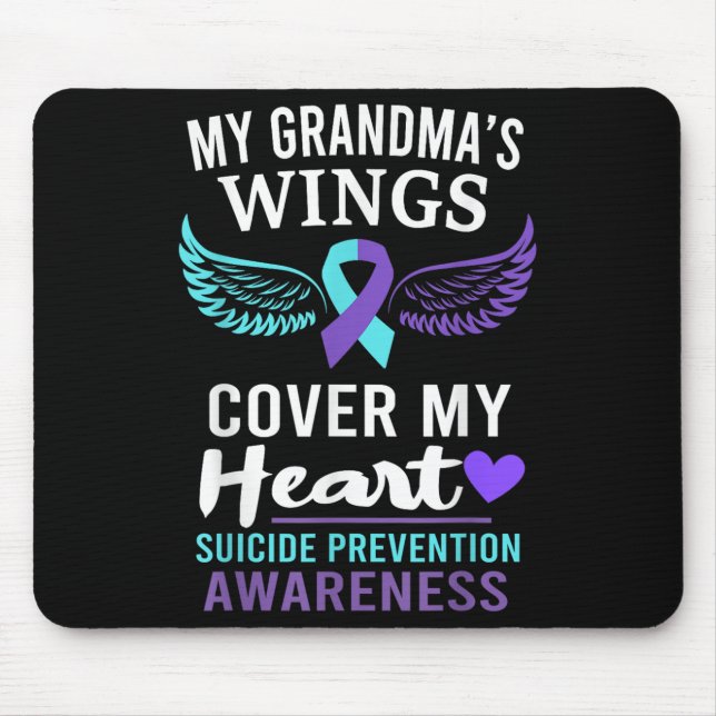 Mousepad My Grandma's Wings Cover Heart Suicide Awareness R (Frente)