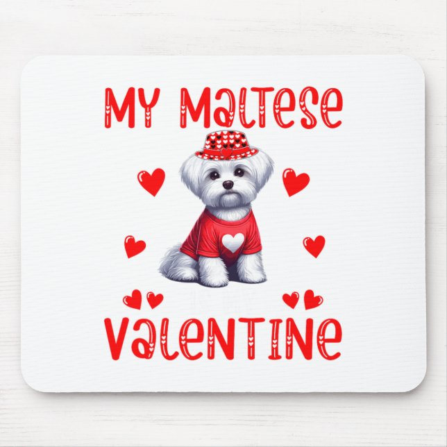 Mousepad My Maltese Is My Valentine Hearts Costume Single O (Frente)