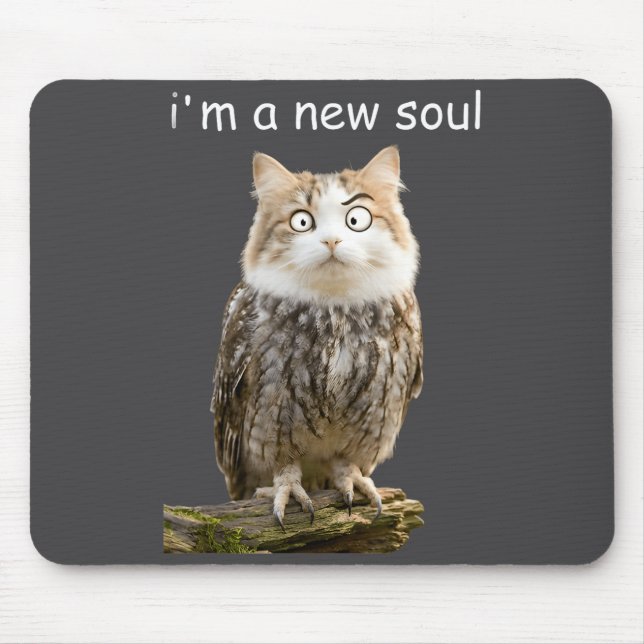 Mousepad My Srit Animal Funny Meowl, Cursed Cat Owl Brainro (Frente)