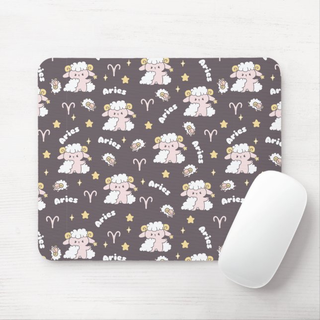 Mousepad Mystic Aries Zodiac Night Bunny e Ram (Com mouse)