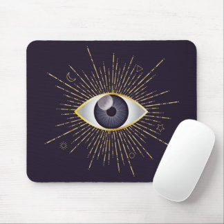 Mousepad Mystic Mau Eye Nazar Mati Dourado e Violeta