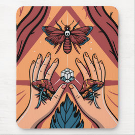 Mousepad Mystical Hands Offering Fungi to Moth Spirit