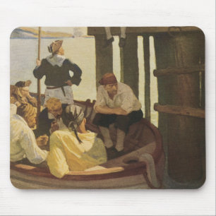 Mousepad Na balsa da rainha por NC Wyeth, piratas do