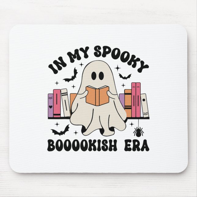 Mousepad Na Minha Era Spookish Books Ghost Books Halloween  (Frente)