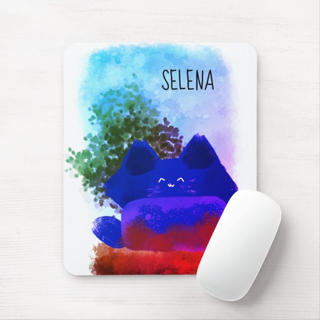 Mousepad Na moda Amber Cute Cartoon Oculto Fluffy Cat (Com mouse)